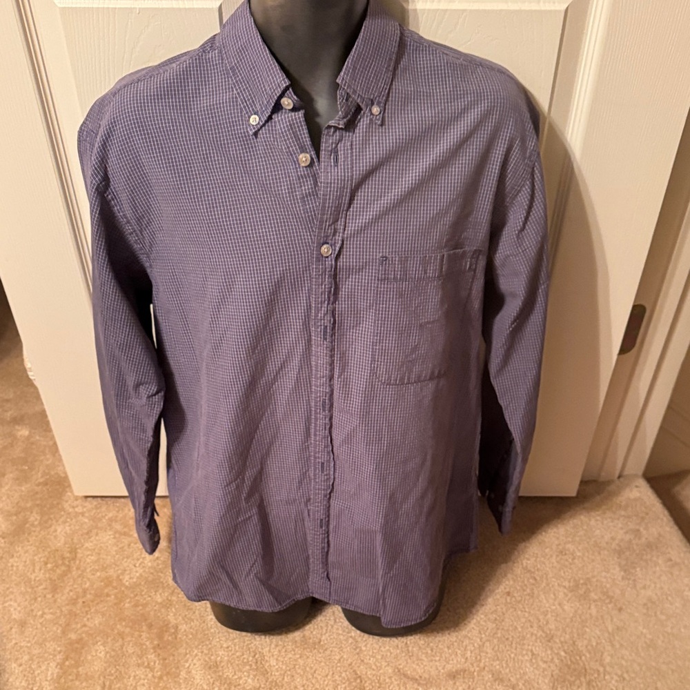 Izod Men's Purple Button-Down Check Shirt Size M